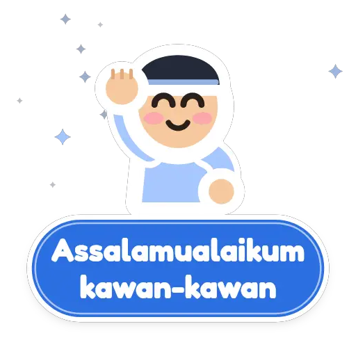 sticker WhatsApp animasi "Assalamualaikum kawan-kawan" oleh @soulblade
